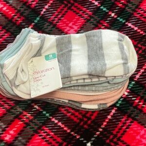Xhilaration Striped Low-Cut Socks - Gray, White, Pink